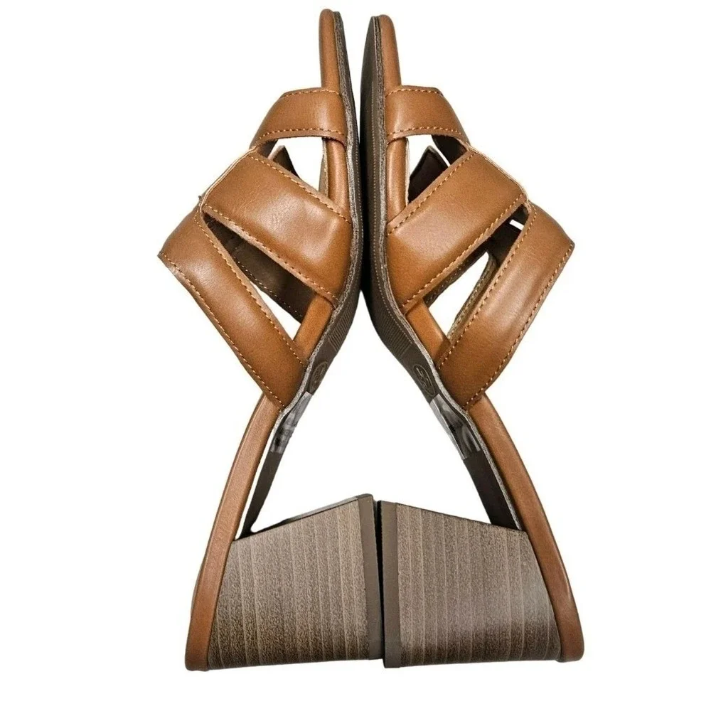 SM New York Ina Tan Heeled Sandals Women's Size 8.5M Slide Block‎ Heel